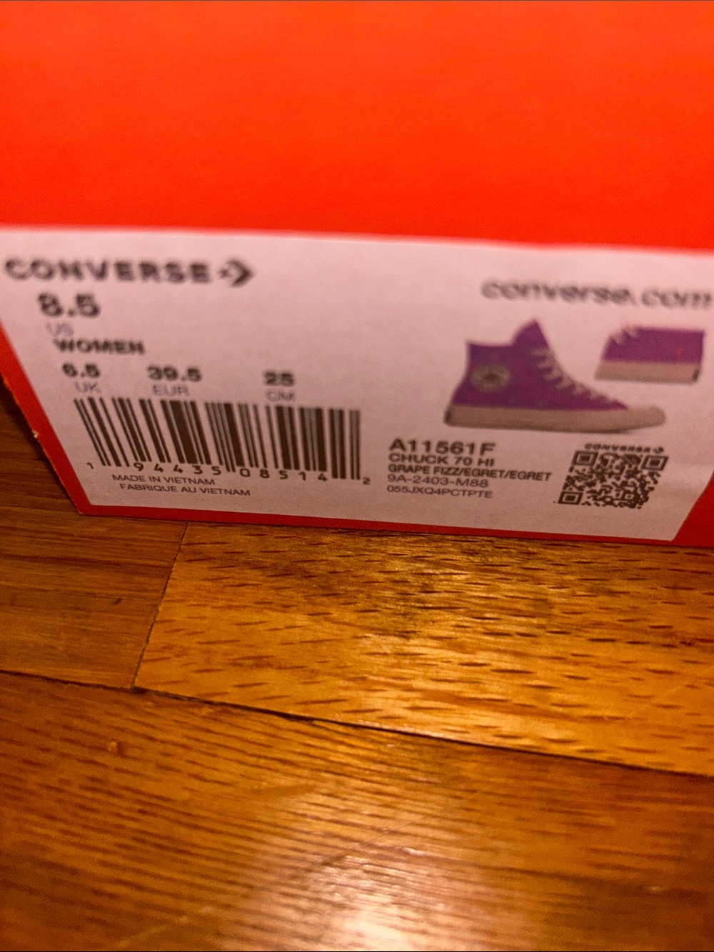 Converse Women’s Lavender High-Top Canvas Sneakers - Picture 6 of 6